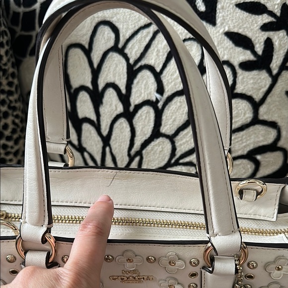 Coach Cream Floral Studded Satchel - Picture 5 of 9